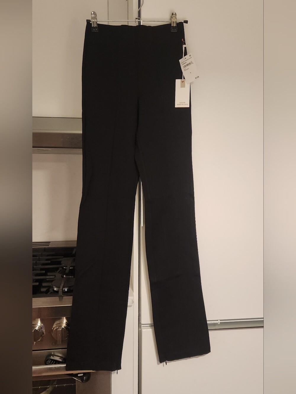 Good American Ponte Pull On Black Flare Pants Gkb0048